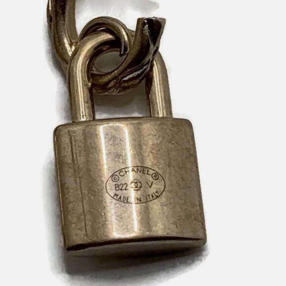 Authentic Chanel Drop Lock Padlock Earrings Gold Hardware - Picture 5 of 8